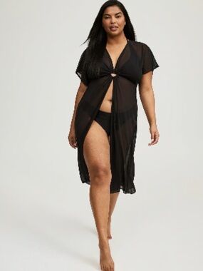 NWT Torrid Black Sheer O Ring Swim Coverup